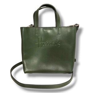 Harrods Green Leather Mini Tote with Detachable Strap